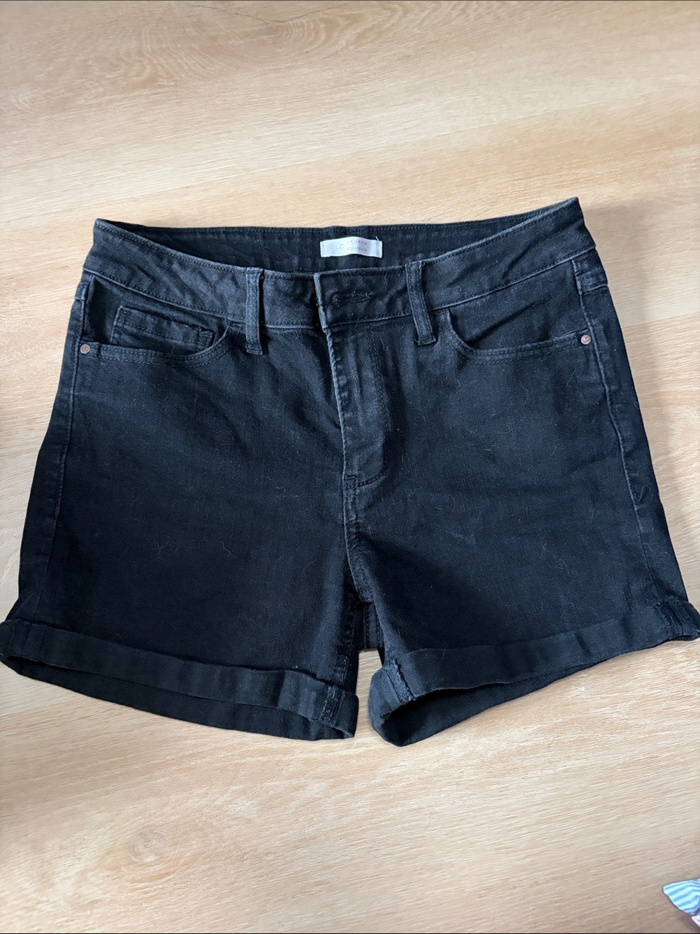 LC Lauren Conrad Black Roll-Hem Denim Shorts